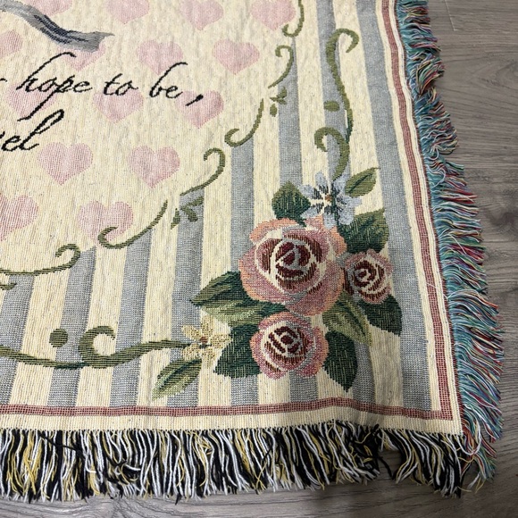 Vtg Darling Mother Tapestry Throw Blanket Fringe 48"X 56" Mothers Day Cottage - Picture 6 of 16